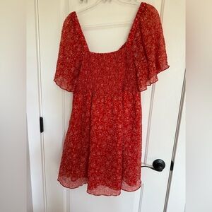 Madewell Square Neck Orange Dress
